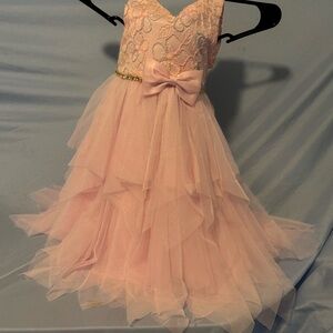 American Princess Girl Tulle Dress Floral And Sequins With bow